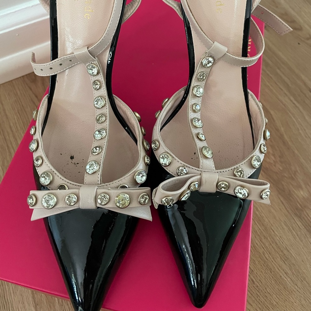 Kate Spade Lydia Patent Leather Rhinestone Heels